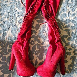 Platform Knee High Lace up boots